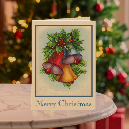 ChristmasBellsLightOnTabletop Christmas Bells Folded Card