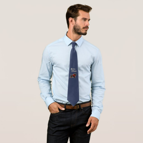 Little Scotty Dog on Blue Neck Tie