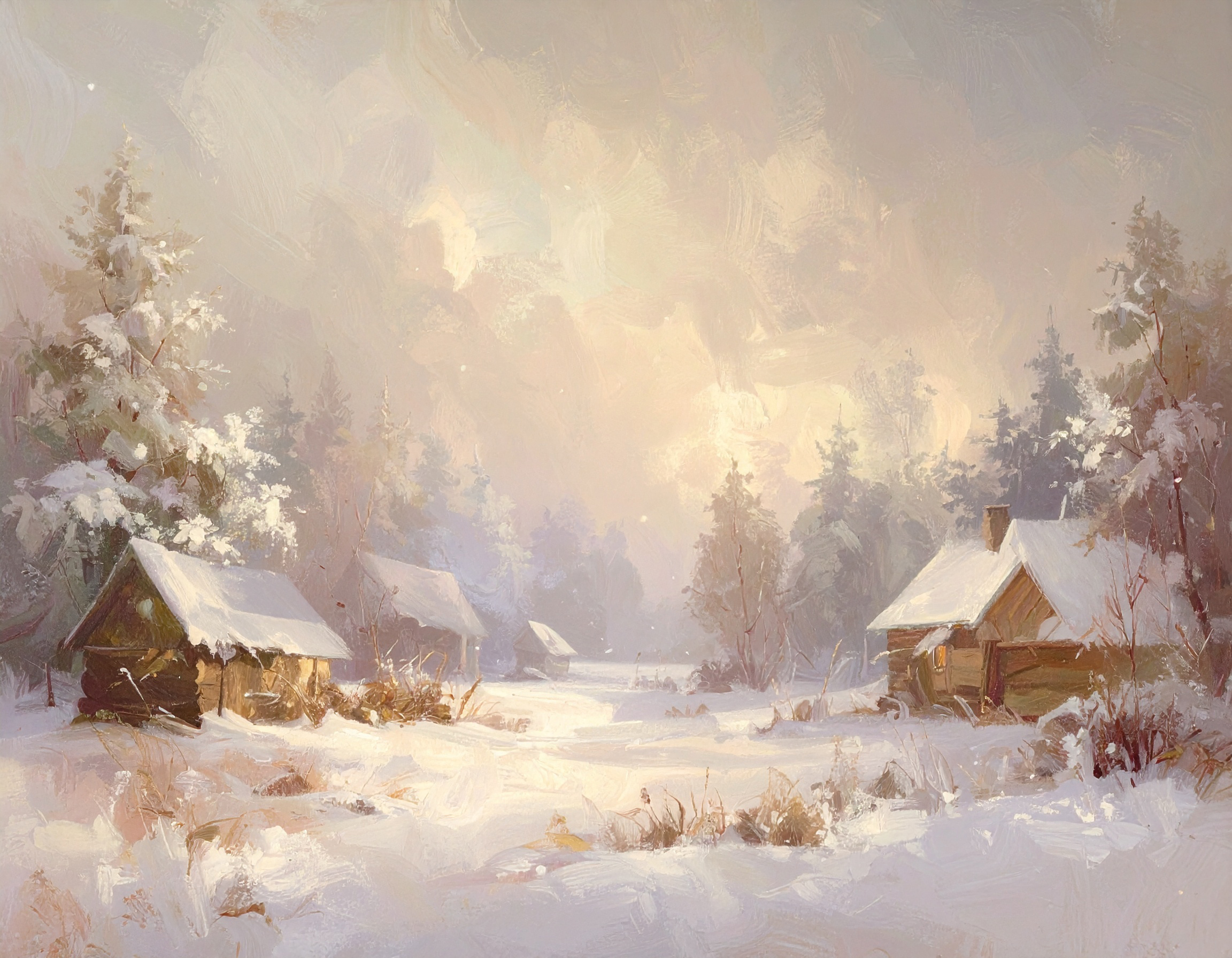 SnowyTreePainting_Sepia1 Angels Decorating the Christmas Tree Envelope