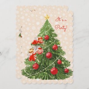 Angels Decorating the Christmas Tree Invitation