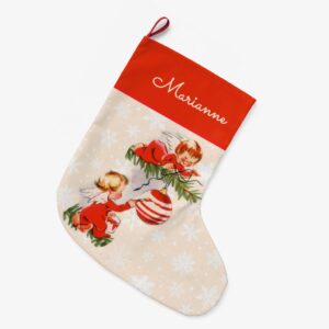 Angels Decorating the Christmas Tree Large Christmas Stocking