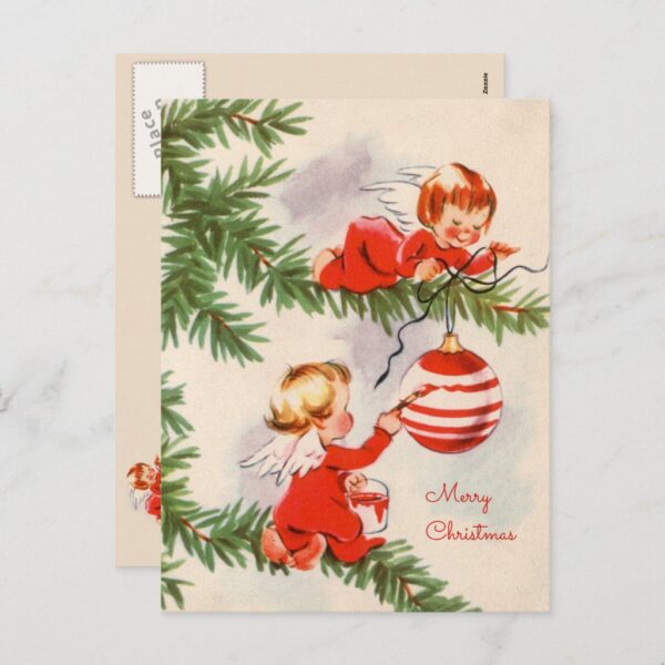 Angels Decorating the Christmas Tree Postcard
