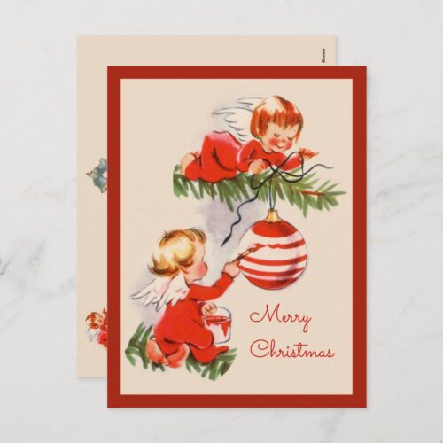 Angels Decorating the Christmas Tree Postcard