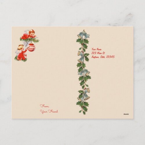 Angels Decorating the Christmas Tree Postcard