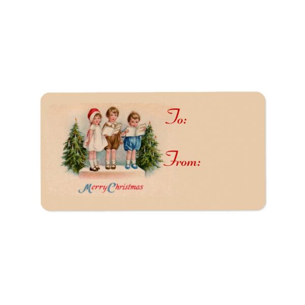 Caroling Kids Christmas Gift Tag Stickers