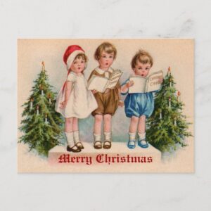 Caroling Kids Victorian Vintage Postcard
