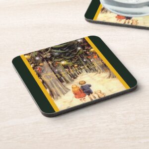 Children in Christmas Lane Cork Coaster
