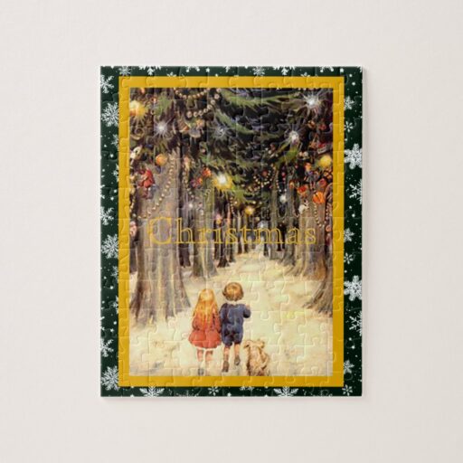 Children in Christmas Lane Jigsaw Puzzle