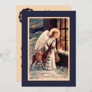 Christmas Angel With Deer Invitation