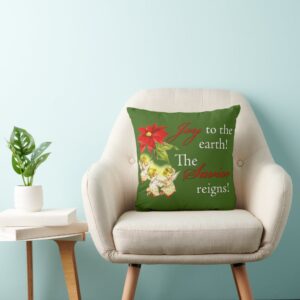 Christmas Dancing Baby Angels on Gold Throw Pillow