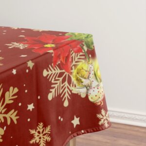 Christmas Dancing Baby Angels Red and Snowflakes Tablecloth
