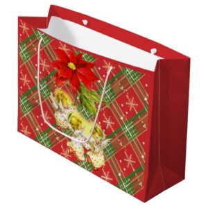 Christmas Plaid with Angels Large Gift Bag