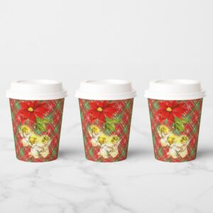 Christmas Plaid with Angels Paper Cups