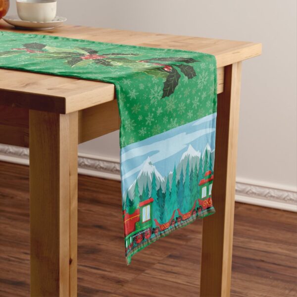 Christmas Train on Green Long Table Runner