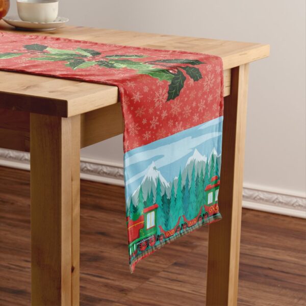 Christmas Train on Red Long Table Runner