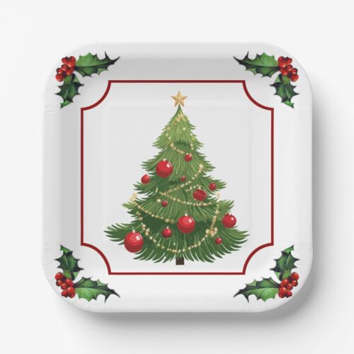 christmas_tree_with_holly_paper_plates-ra6d3ae3399e0426cb87569fe99cd2fb6_cmzdv_1024.jpg Christmas Tree with Holly Paper Plates. Set of 8.