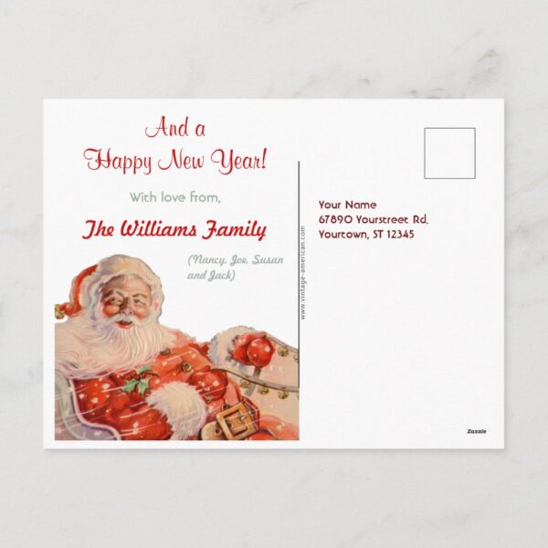 Customizable Santas Sleigh Ride Christmas Postcard