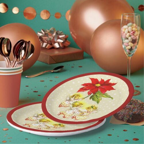Dancing Baby Angels Christmas Paper Plates. Set of 8.