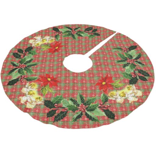 Dancing Baby Angels on Plaid Brushed Polyester Tree Skirt