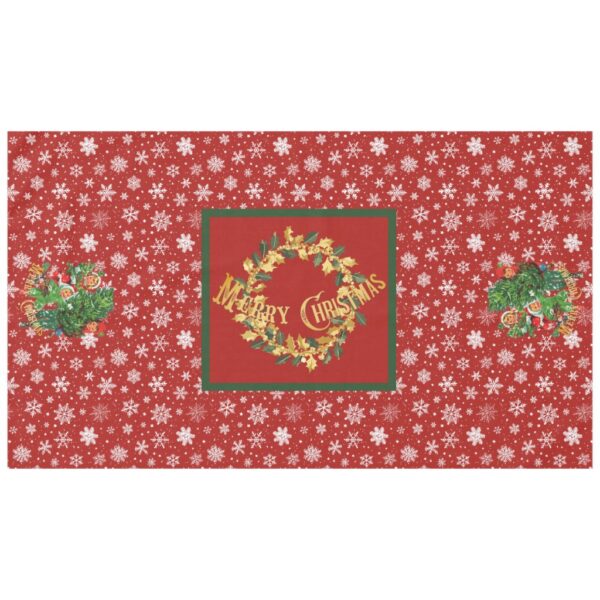 Getting The Christmas Tree on Red Tablecloth