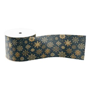 Gold Snowflake on Dark Blue Grosgrain Ribbon