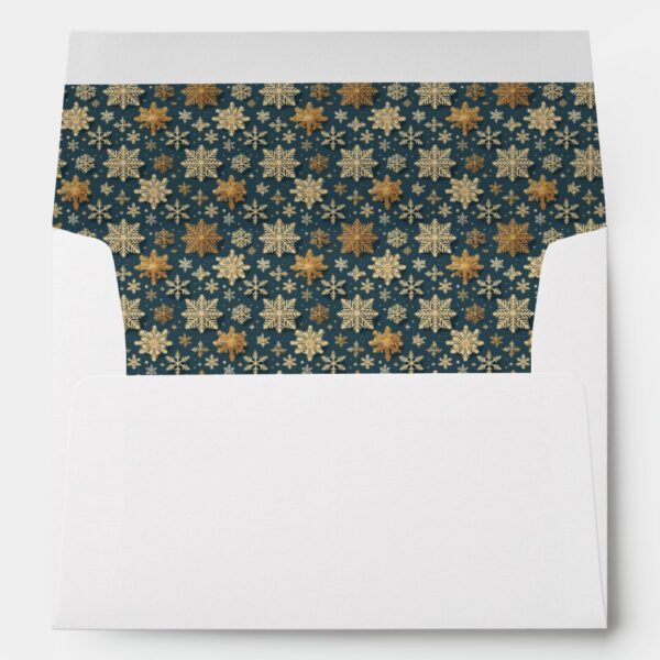 Gold Snowflakes on Blue Insert Envelope