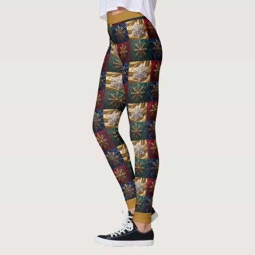 Gold Snowflakes on Image of Velvet Leggings