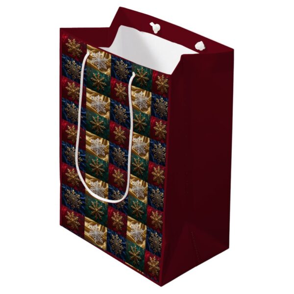 Gold Snowflakes on Image of Velvet Medium Gift Bag