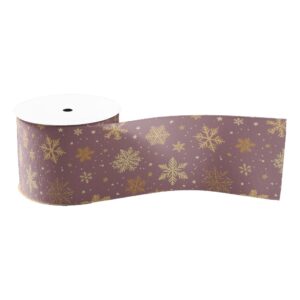 Gold Snowflakes on Light Purple Grosgrain Ribbon