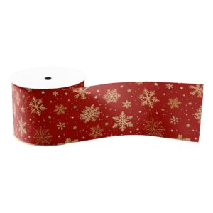 Gold Snowflakes on Red Grosgrain Ribbon
