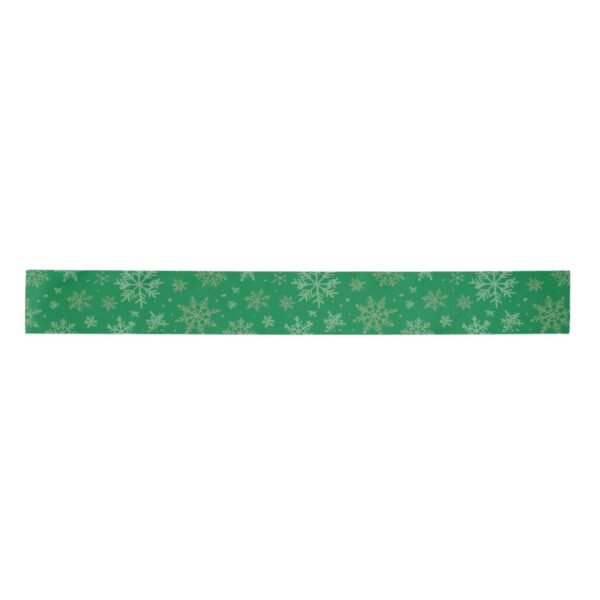 Green with Gold Snowflakes Satin Ribbon