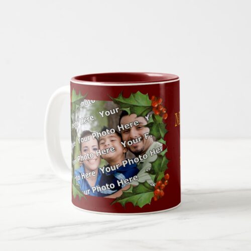 Holly and Berries Christmas Photo Mug