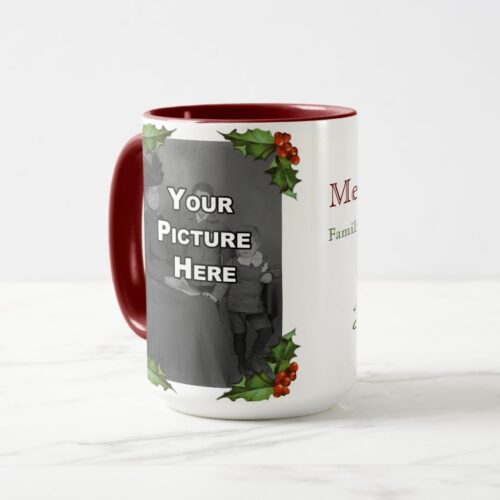 Holly Frame Vertical Holiday Photo Mug