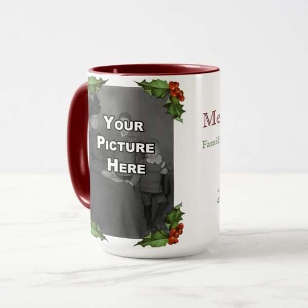 Holly Frame Vertical Holiday Photo Mug