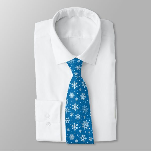 Ice Blue and Snowflakes Neck Tie