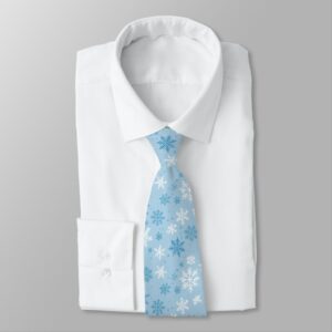 Ice Blue and White Snowflakes Neck Tie
