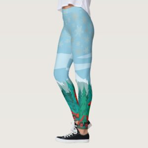 Ice Blue with Gold Snowflakes Leggings
