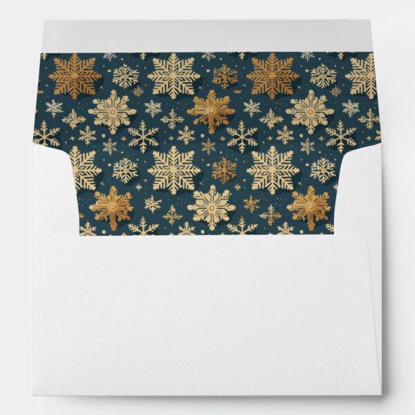 Large Gold Snowflakes on Blue Insert Envelope