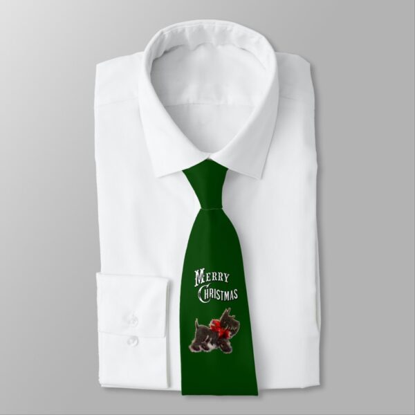Little Scotty Dog on Green Neck Tie