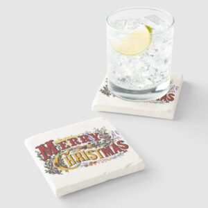Merry Christmas Stone Coaster