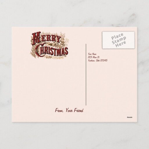 Merry Christmas - Red and Gold Postcard