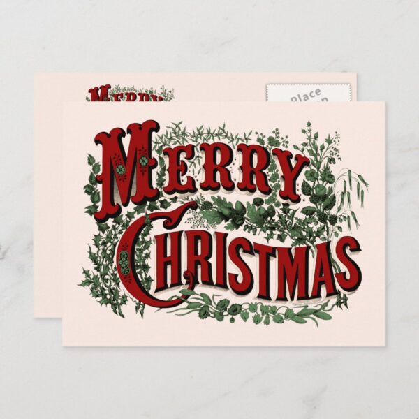 Merry Christmas - Red and Green Postcard