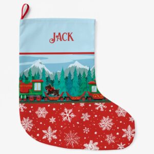 Merry Christmas Train and Scotty Dog Large Christmas Stocking