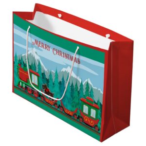 Merry Christmas Train Large Gift Bag