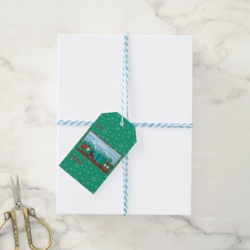 Merry Christmas Train with Dog Gift Tagss. Pack of 10.