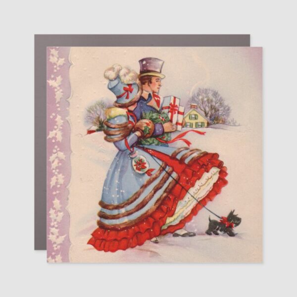 Old-Fashioned Christmas Shopping Car Magnet