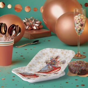 Old Fashioned Christmas Shopping Paper Plates. Set of 8.