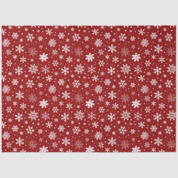 Red and White Large Snowflakes Tissue Paper