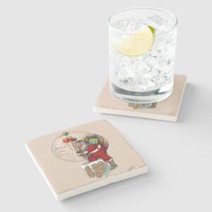 Santa and the Narrow Chimney Stone Coaster
