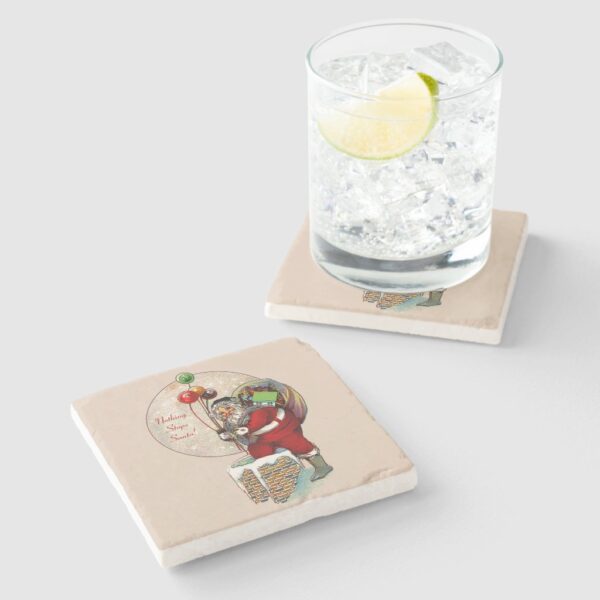 Santa and the Narrow Chimney Stone Coaster